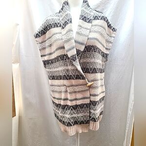 Chaps Women's Boho Cardigan Size XL Beige/Grey Sweater